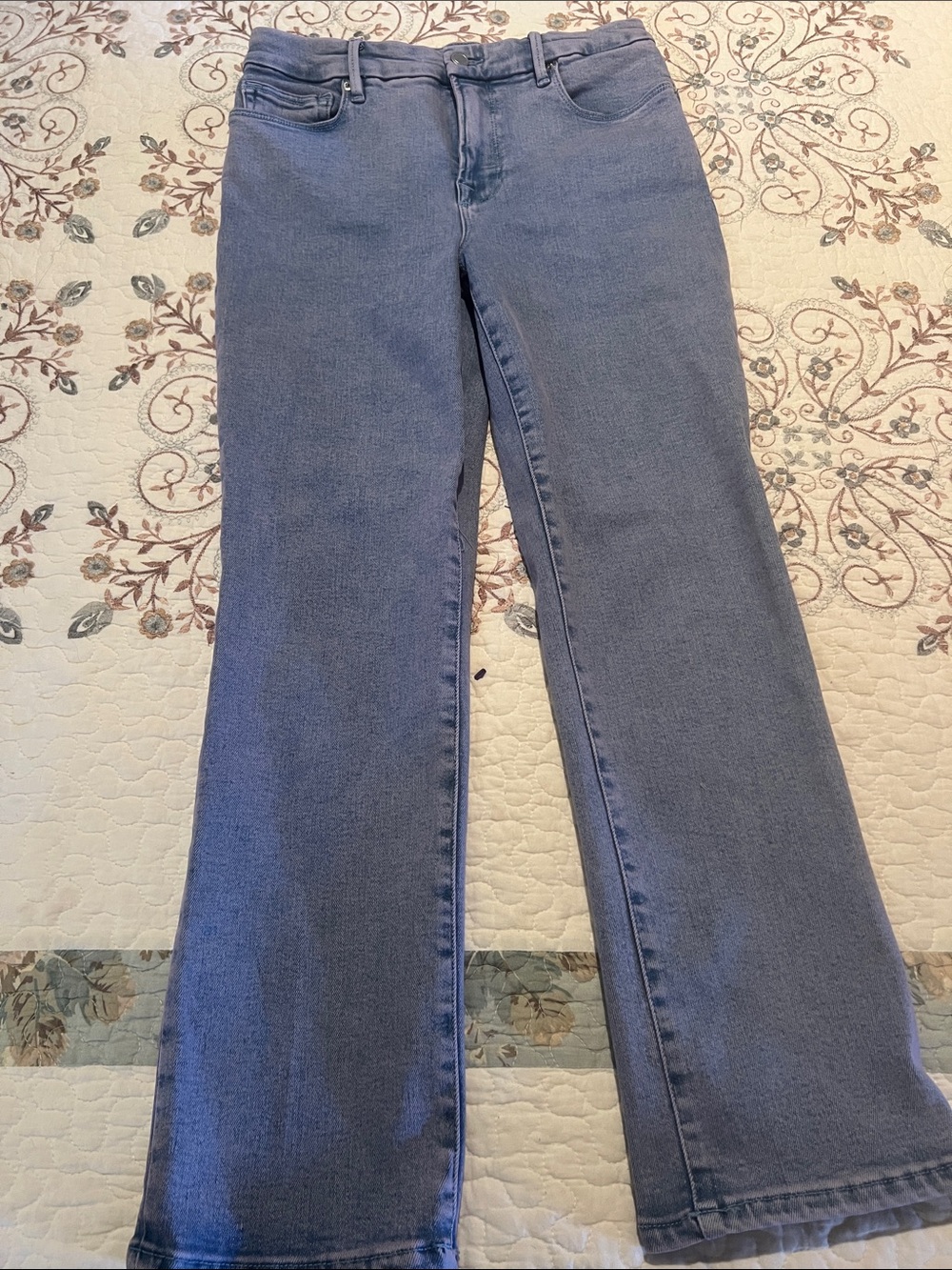 Good American Classic Wide-Leg High-Rise Jeans in Blue Purple Haze